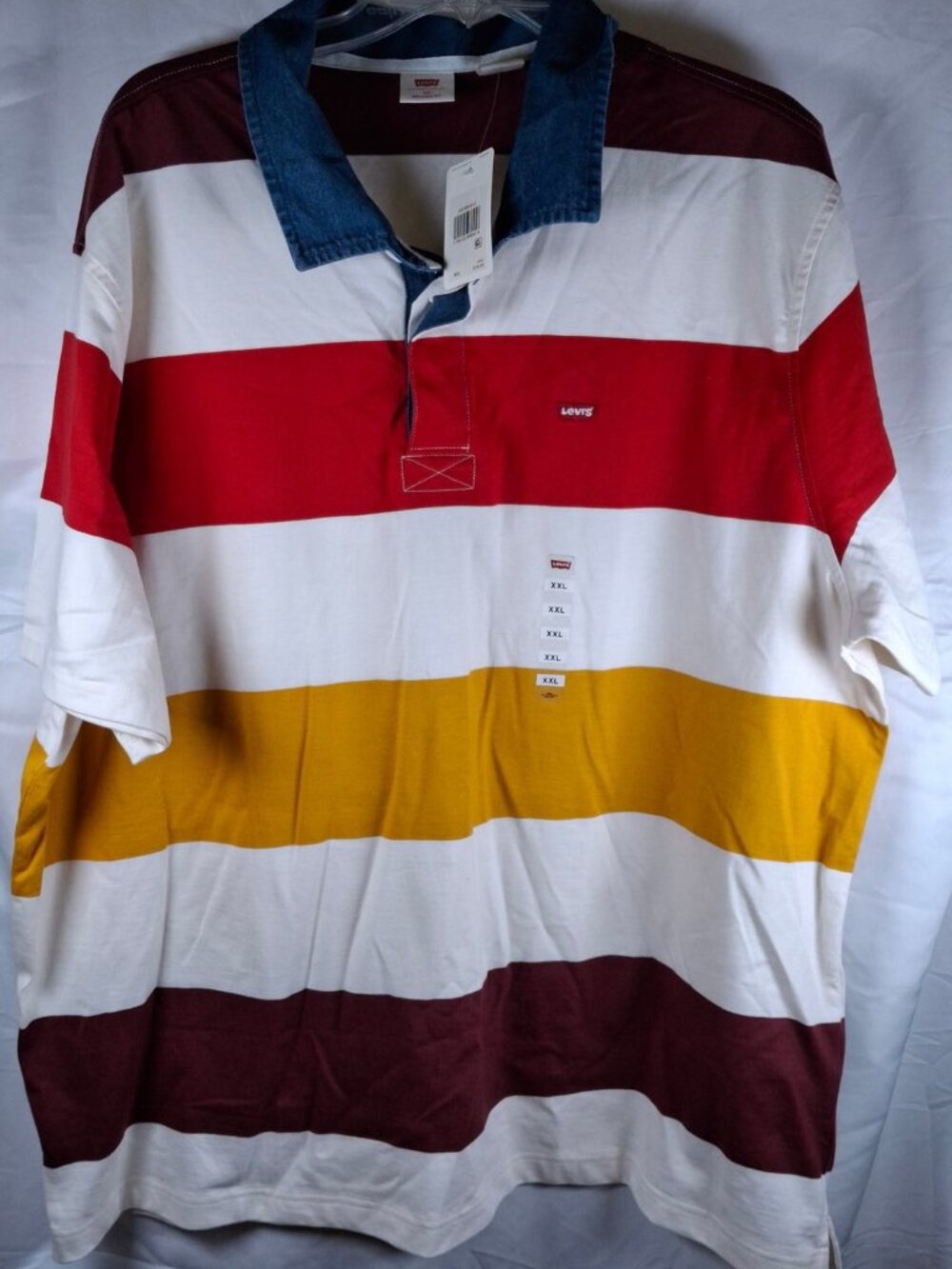 Levi's Relaxed Fit XXL Cotton Rugby Shirt Denim Collar